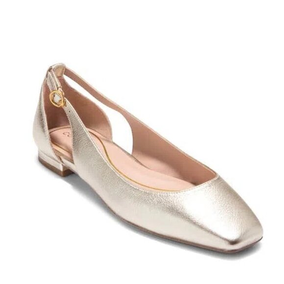 Cole Haan  Bria Cutout Square Toe Flat in Gold Size 6.5 - Picture 1 of 10
